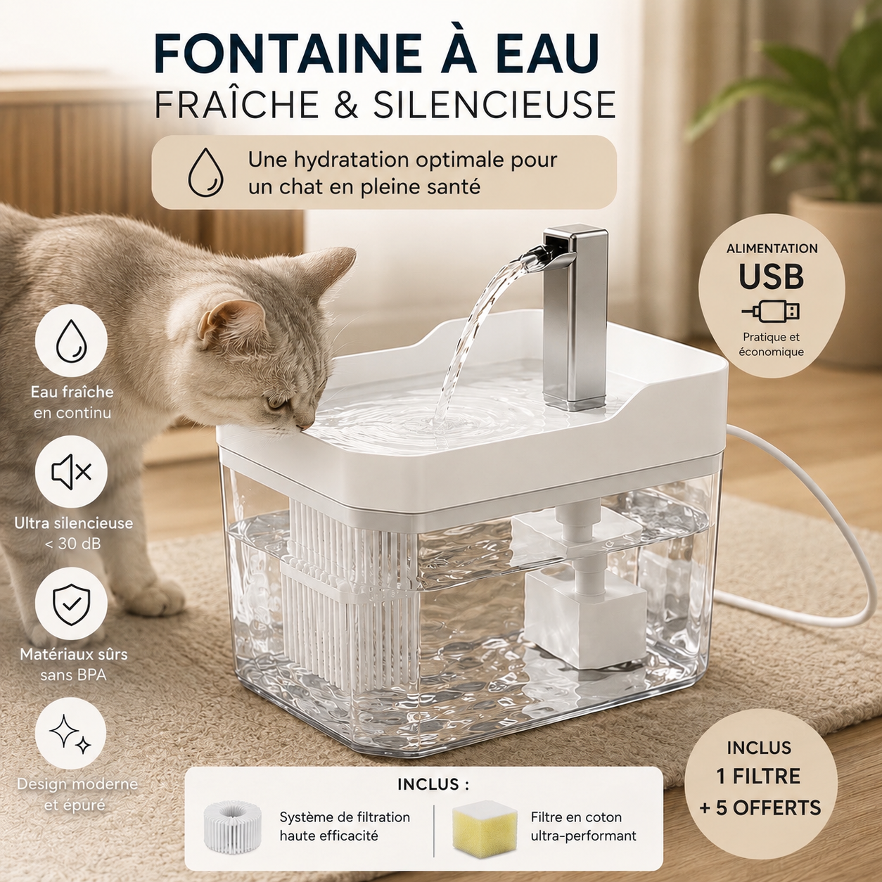 Fontaine_à eau  pour chat  description-caracteristique Image